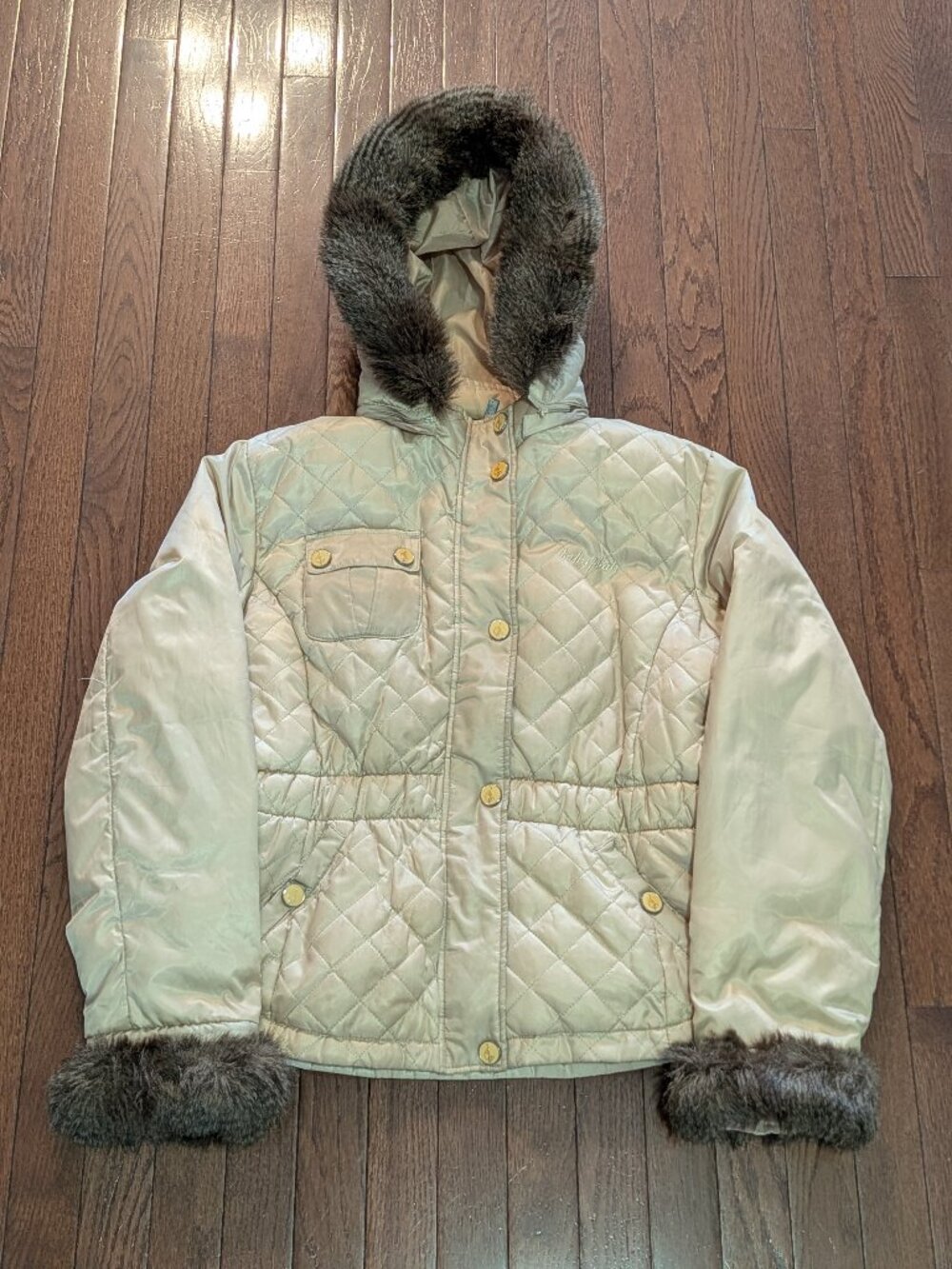 Y2K Baby Phat Diamond Quilted Leopard Print Interior Faux Fur Puffer Jacket - Si